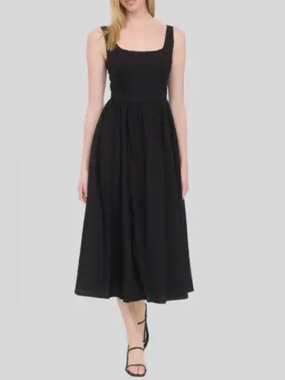WAYF fit and flare black sun dress Elastic bodice. Size medium. With pockets